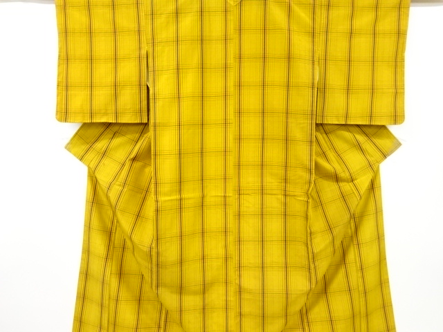 JAPANESE KIMONO / ANTIQUE KIMONO / SILK / YONEZAWA TSUMUGI / WOVEN GRID